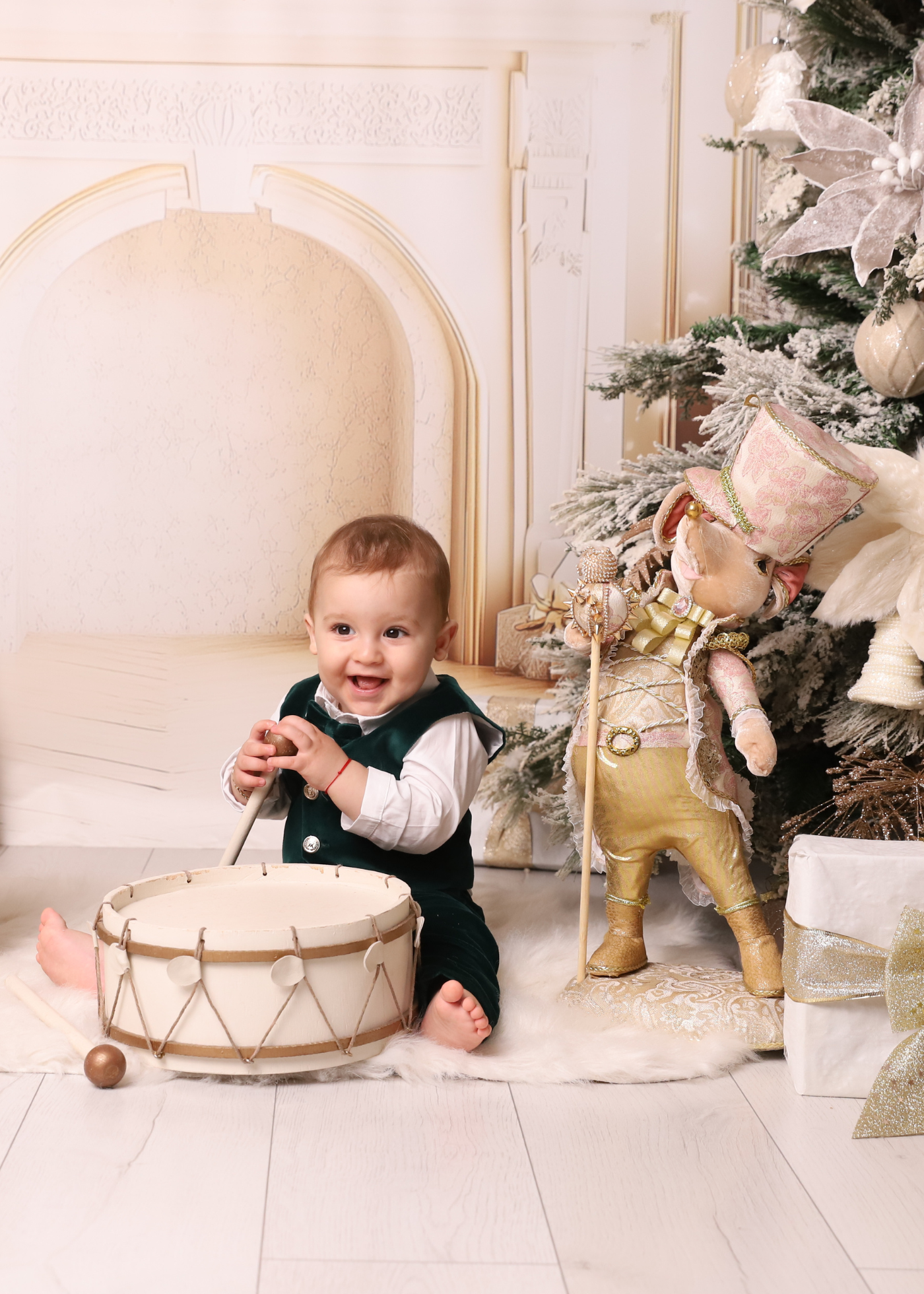 Costum Ayan Catifea Verde AnneBebe