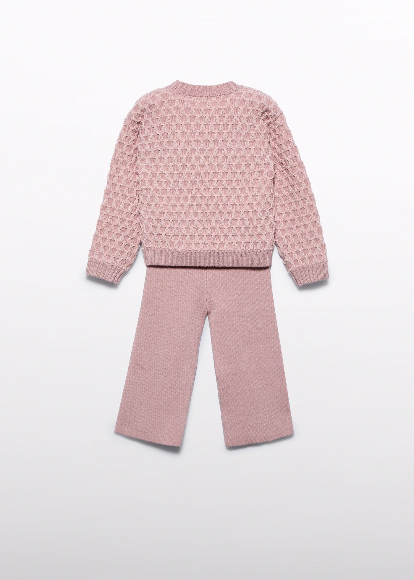 Set 2 Piese Fetite Tricotat Roz Pudra Bluza Si Pantaloni Lungi 5714 Abel & Lula