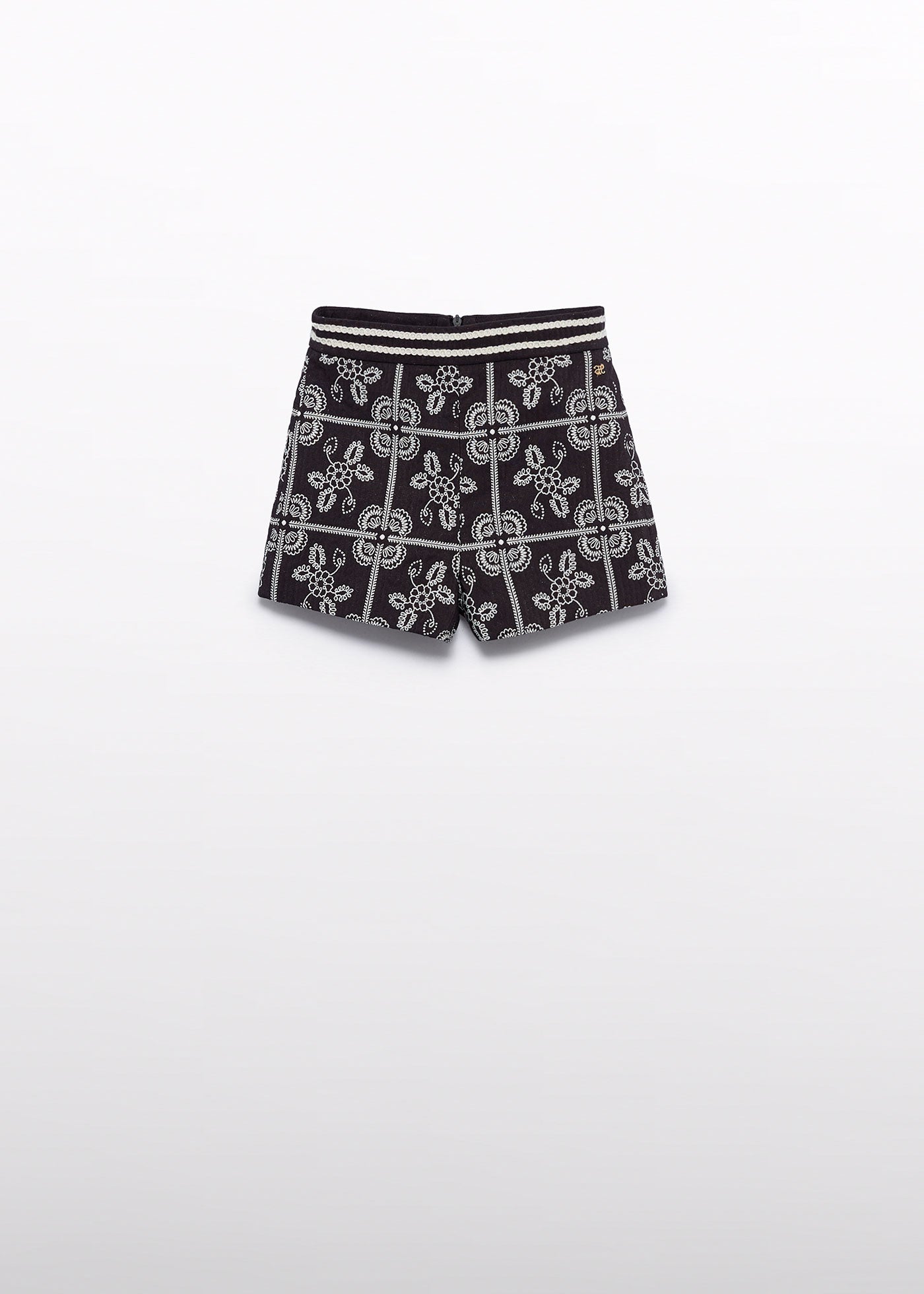 Pantaloni Fete Scurti Negri Cu Broderie Crem 5715 Abel & Lula