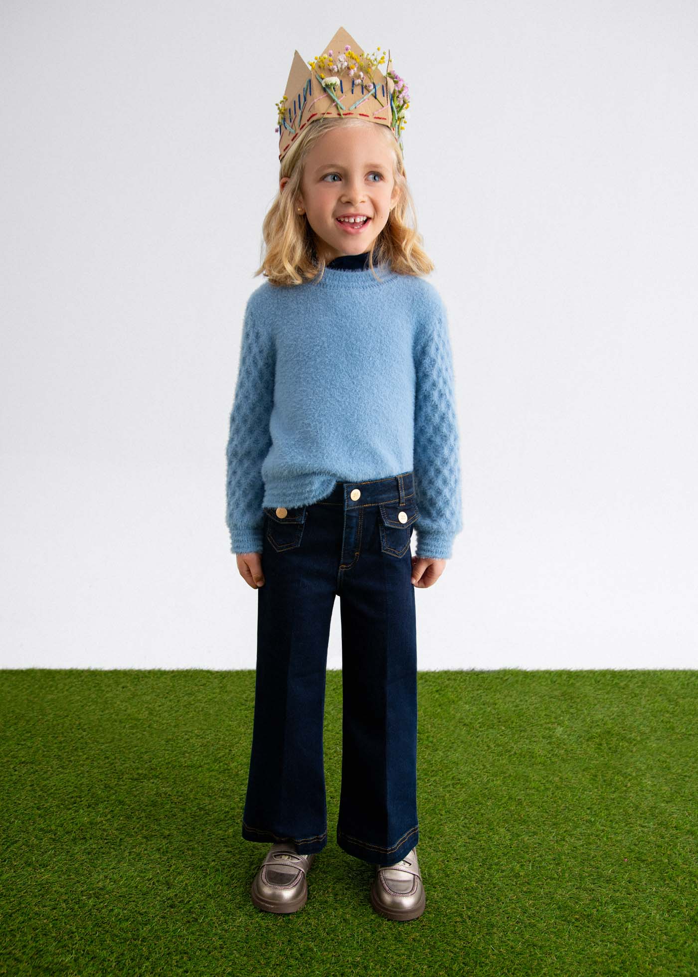 Pantaloni Fete Denim Lungi Evazati 5722 Abel & Lula