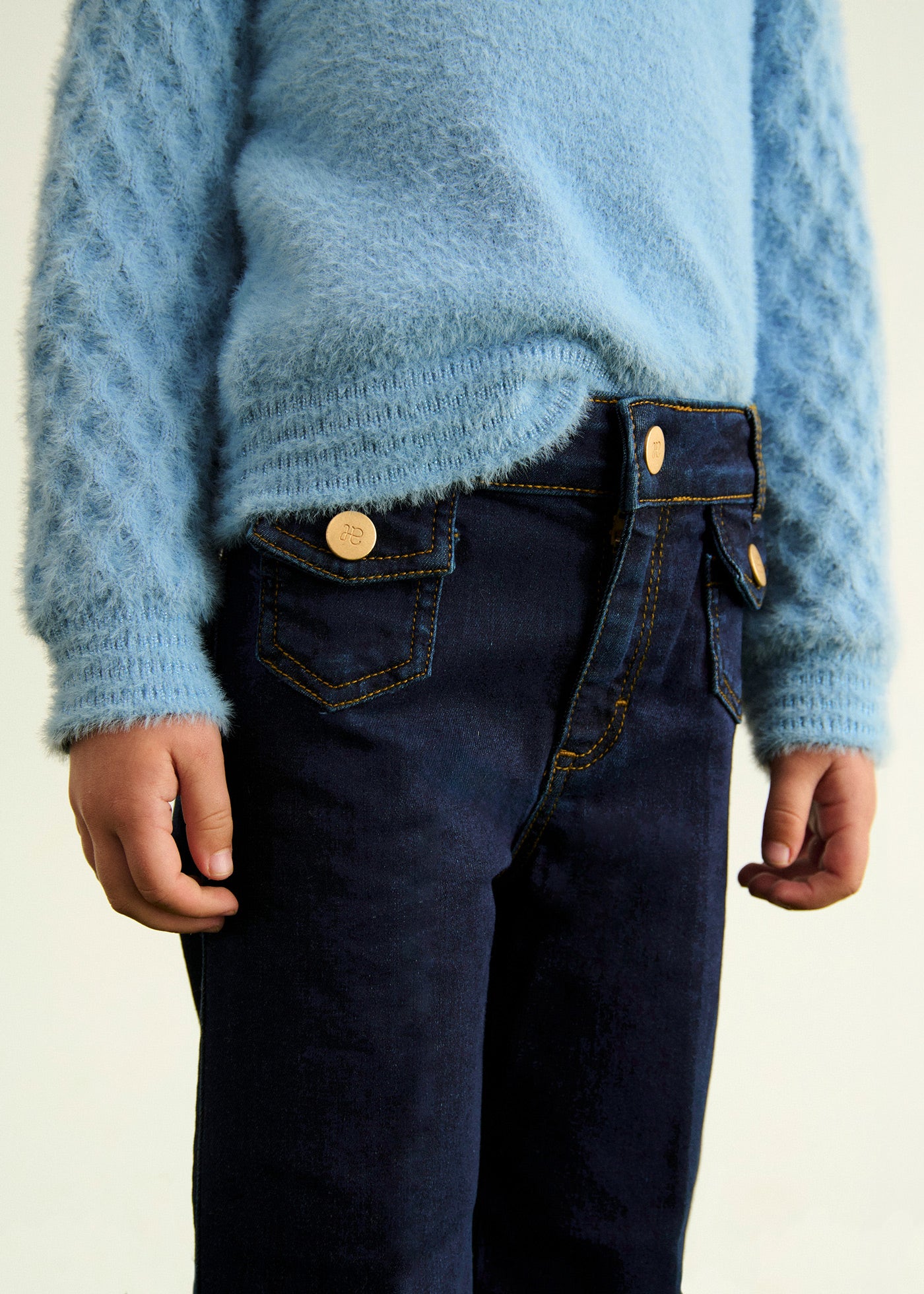 Pantaloni Fete Denim Lungi Evazati 5722 Abel & Lula