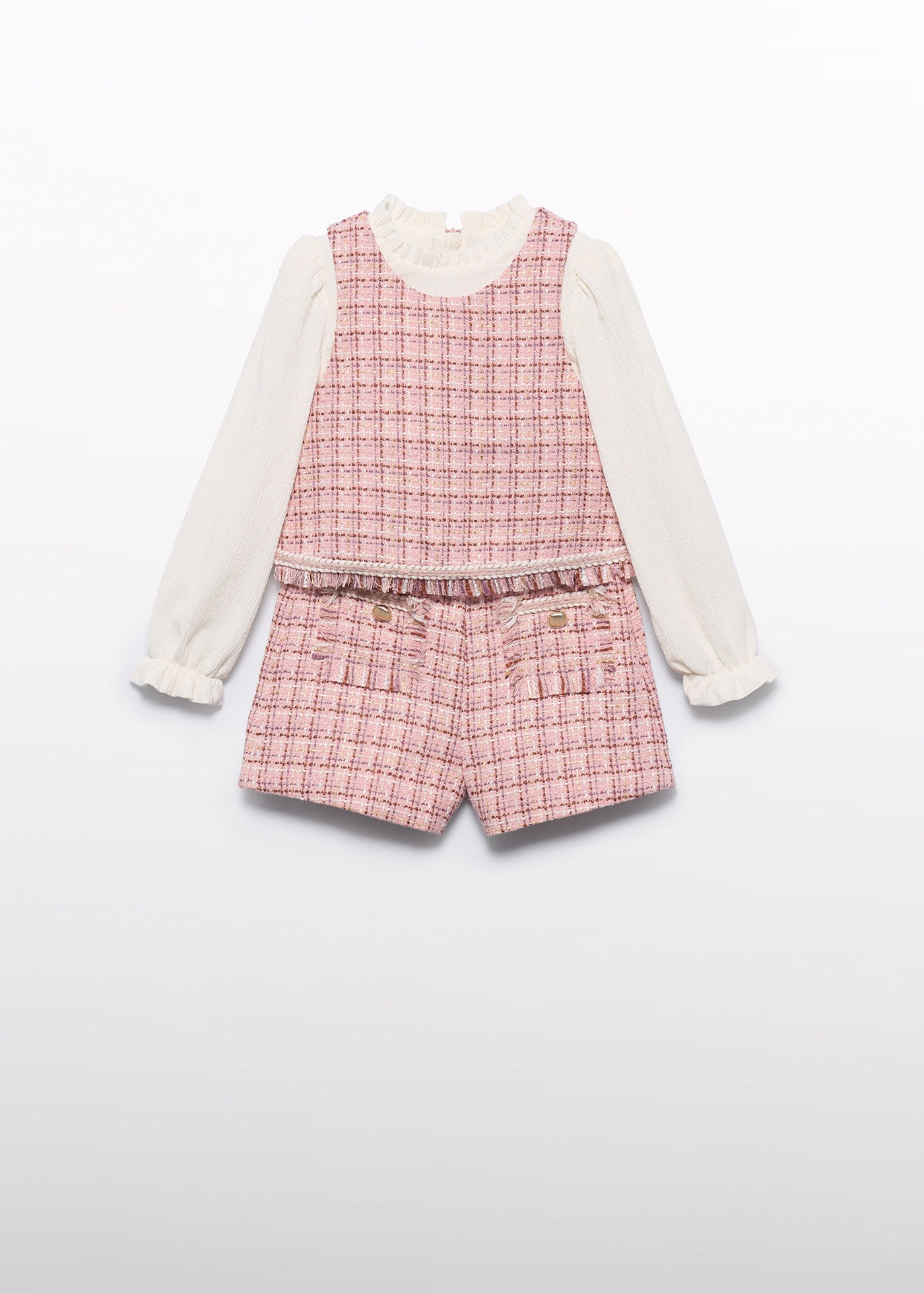 Set 2 Piese Fete Stofa Roz Bluza Si Pantaloni Scurti 5727 Abel & Lula