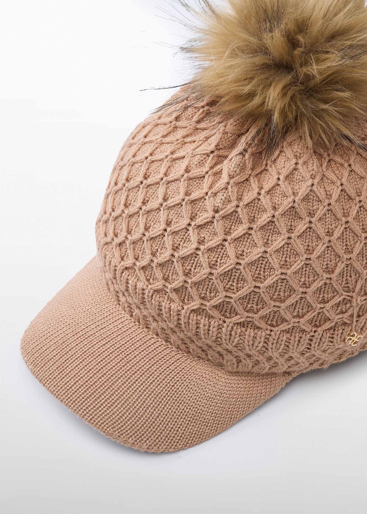 Sapca Fete Tricot Bej Cu Ciucure Din Blana 5965 Abel & Lula