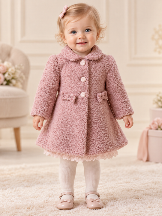 Palton Bucle Roz Pudra Model Clos AnneBebe