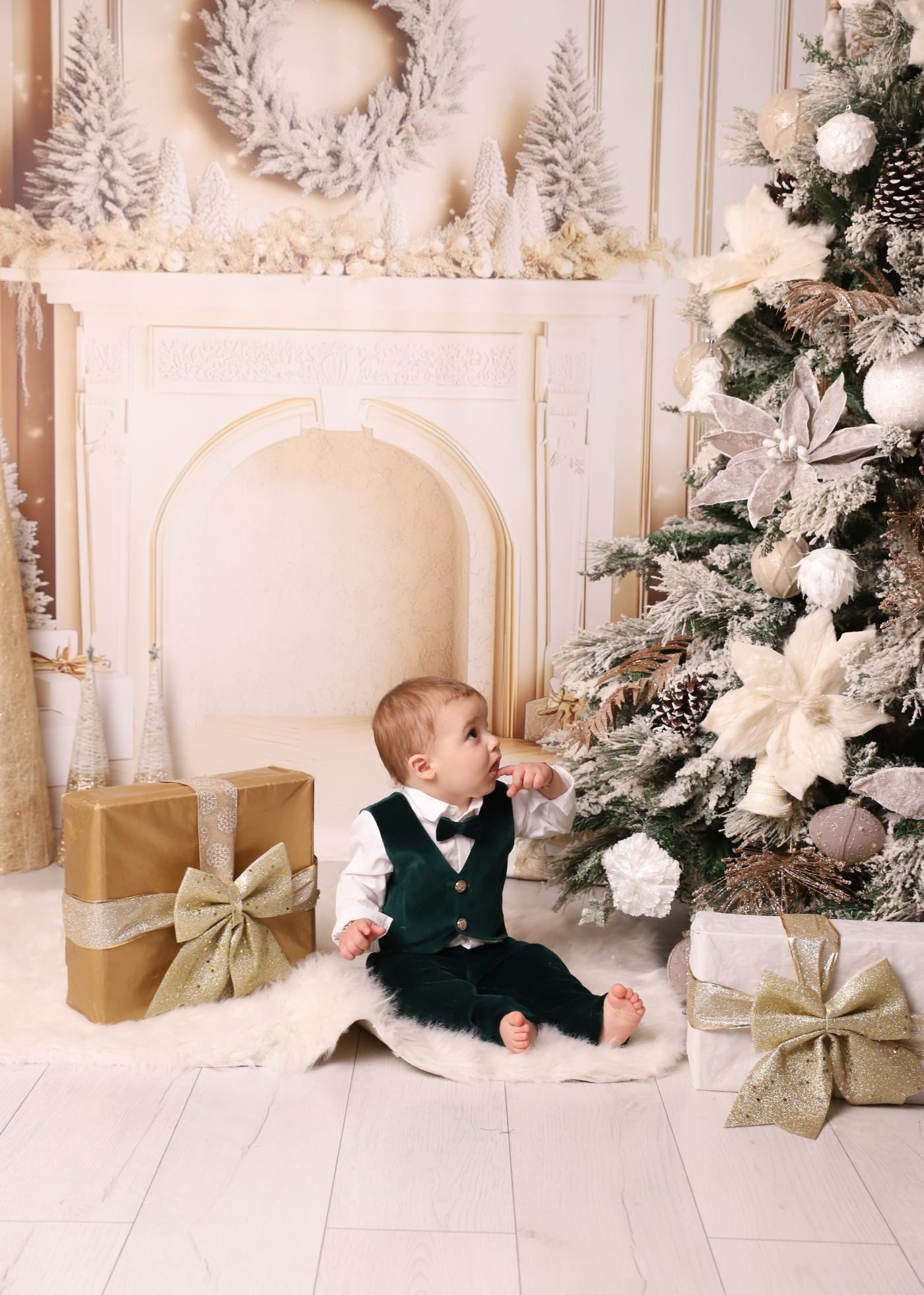 Costum Ayan Catifea Verde AnneBebe