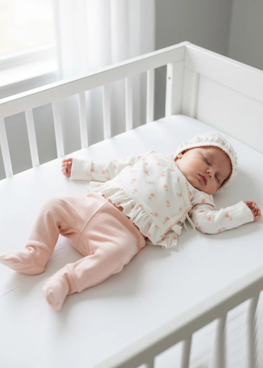 Set 12 Piese Maternitate Alb cu Roz cu Flori si Iepure S60541 Kitikate