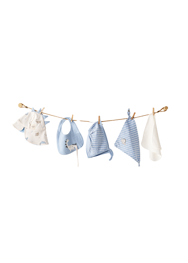 Set 10 Piese Maternitate Bej cu Bleu cu Dinozauri AC25911 Andywawa