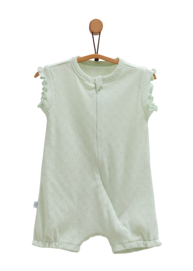 Salopeta Scurta Verde Bumbac Perforat cu Fermoar Move Girl TK1680 Mell Sweet Baby