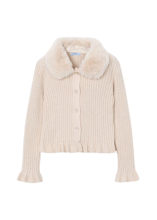 Cardigan Tricotat Bej cu Guler Blana 4311 Mayoral