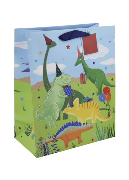 Punga Cadou Bleu cu Dinozauri SDE 402 M Gift Design