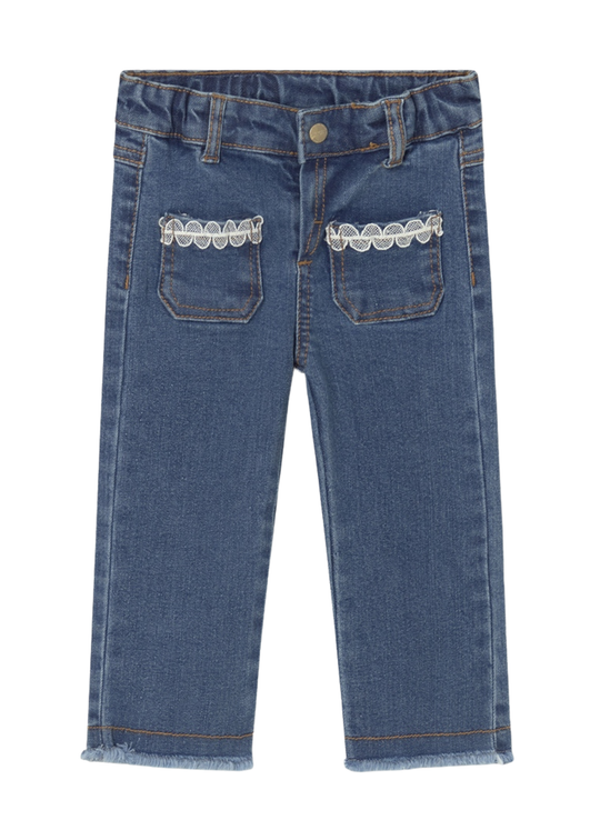 Pantaloni Lungi Denim cu Dantela la Buzunare 1511 Mayoral