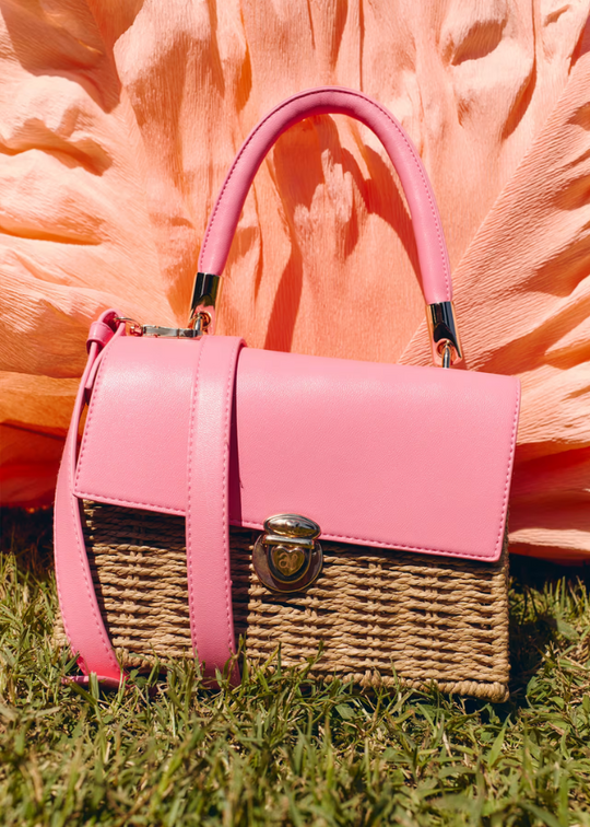 Beige and Pink Raffia Bag 5458 Abel &amp; Lula