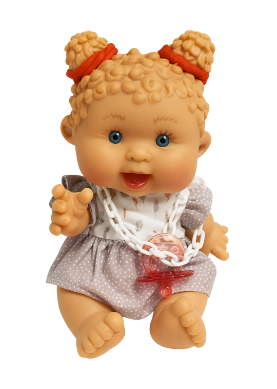 Papusa Parfumata cu Rochita Gri cu Imprimeu Forest - 26 cm - 0444 - Nines