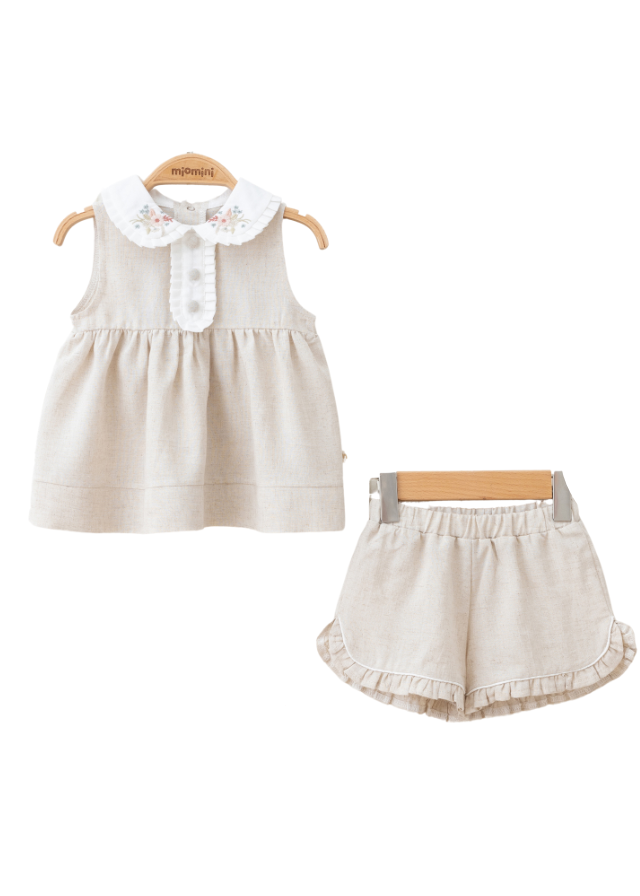 Set 2 Piese Top si Pantaloni Scurti Bej 5582 MyMio