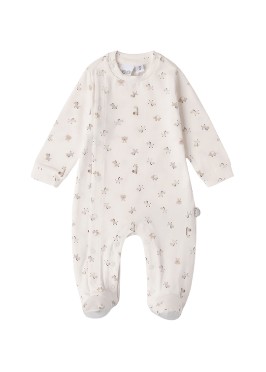 Cream Long Jumpsuit with Bears and Horses Print 8183 iDO