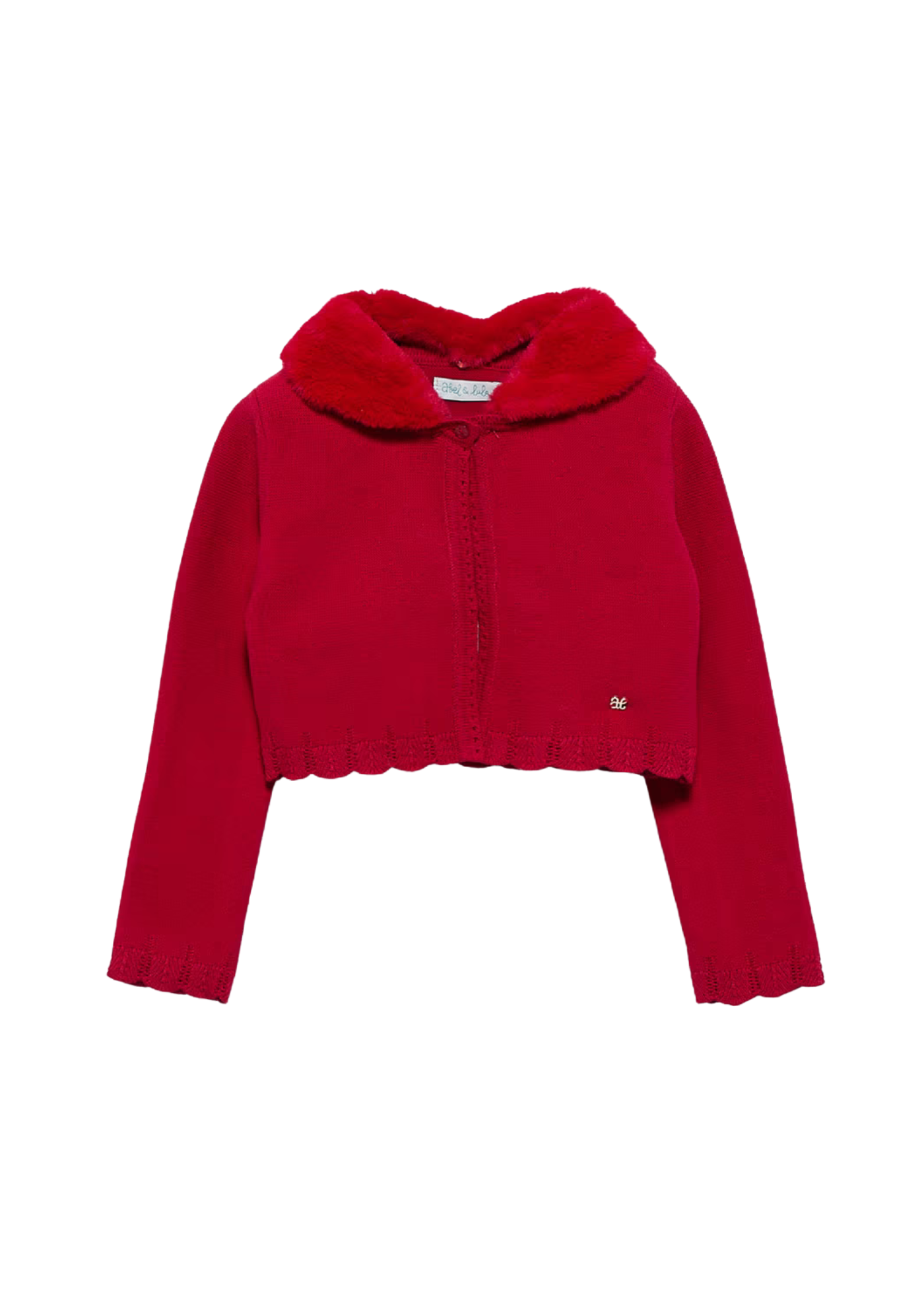 Bolero Tricotat Fete Rosu Cu Guler Din Blanita 5834 Abel & Lula