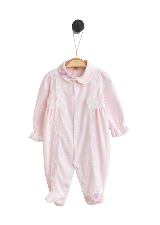 Salopeta Lunga Roz cu Dantela Alba 3079 MyMio