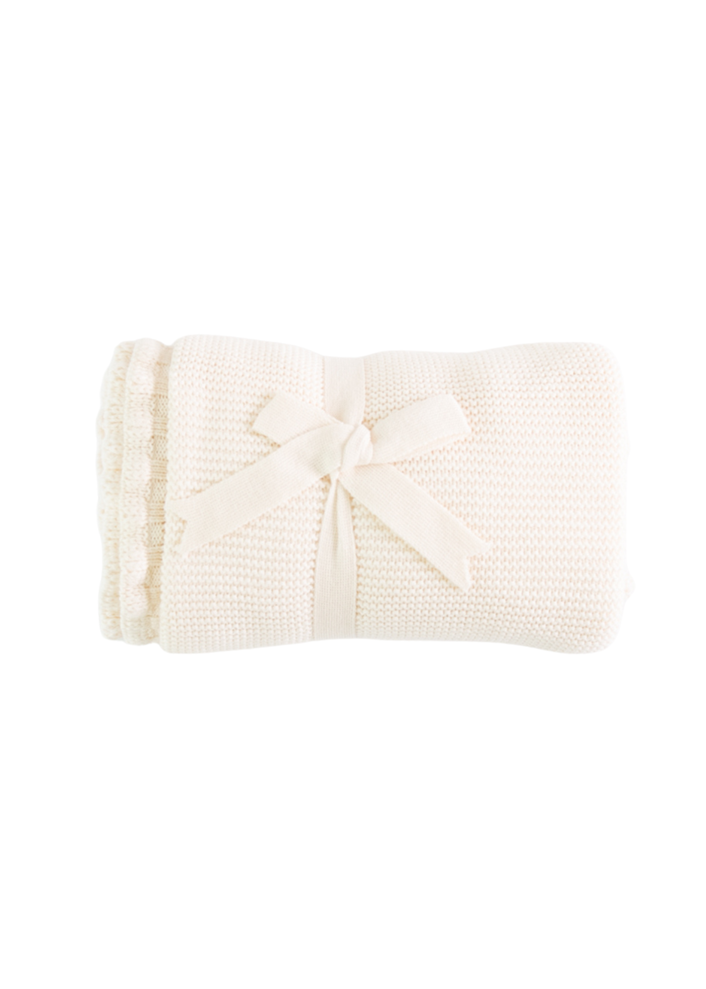Pled Tricotat Ivory din Bumbac Organic cu Volan Tesatura Groasa S72921 KitiKate