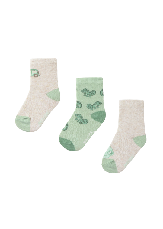 Set 3 Perchi Sosete Bej cu Verde cu Cameleon 10137 Mayoral