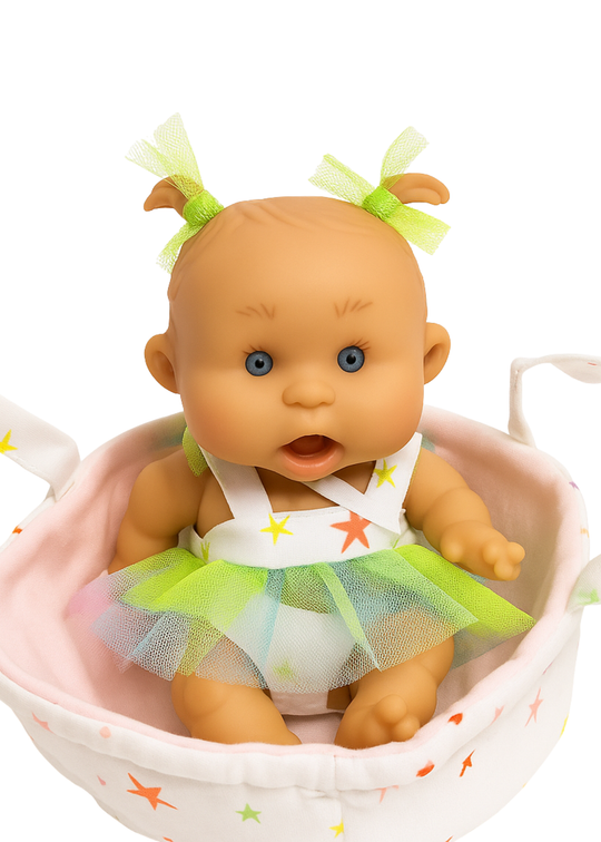 Papusa Parfumata cu Rochita in Bretele Tull Verde - 21 cm - 0496 - Nines