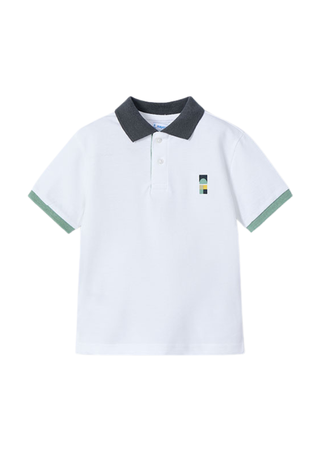 Tricou Polo Alb cu Verde 3106 Mayoral