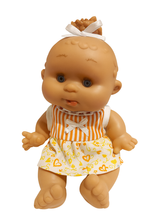 Papusa Parfumata cu Rochita Crem Dungi Portocalii - 26 cm - 0439 - Nines