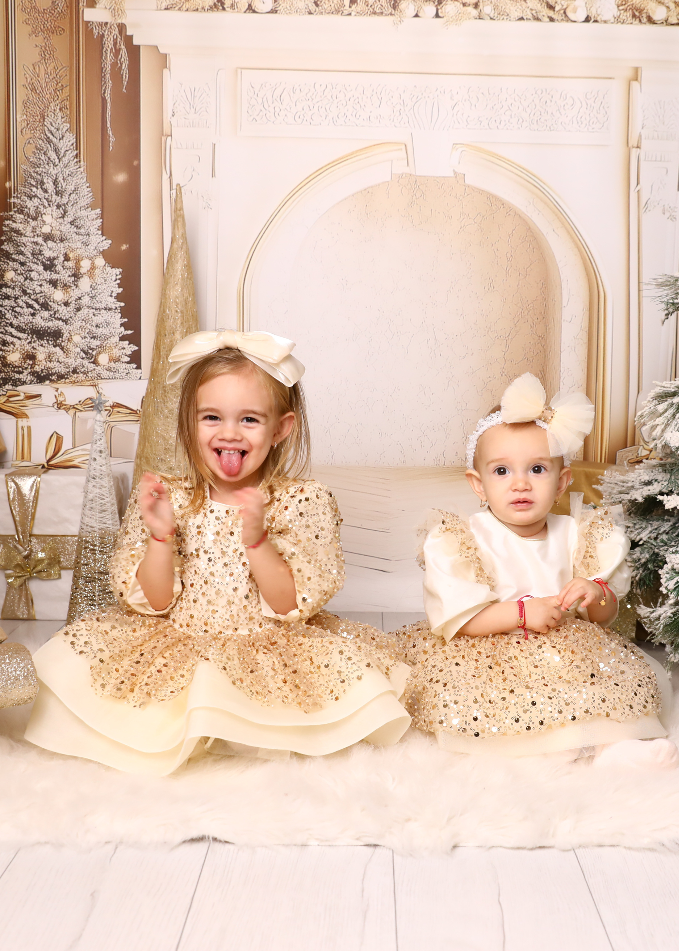 Roxana Cappuccino Dress with Gold Sequins AnneBebe