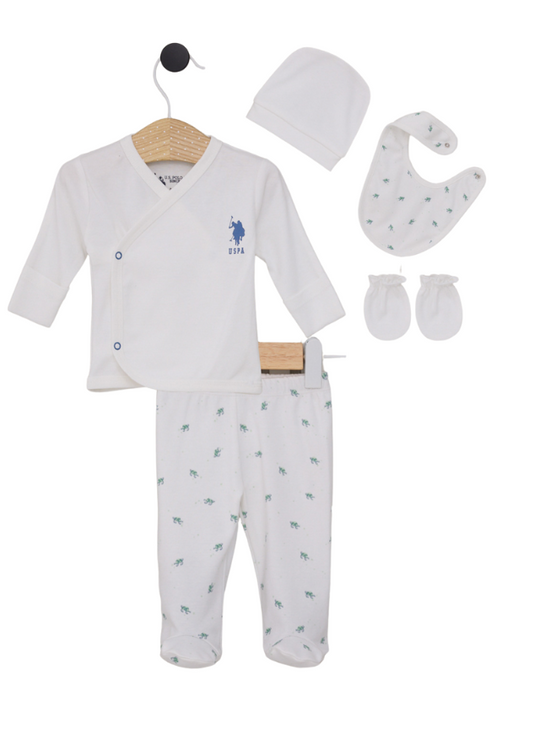 5 Piece Set Maternity Cream with Turtle Print USB2032 V1 Us Polo Assn