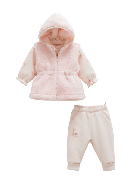 Set 3 Piese Roz Trening Interior Pufos si Vesta din Plus TKK2167 Mell Sweet Baby