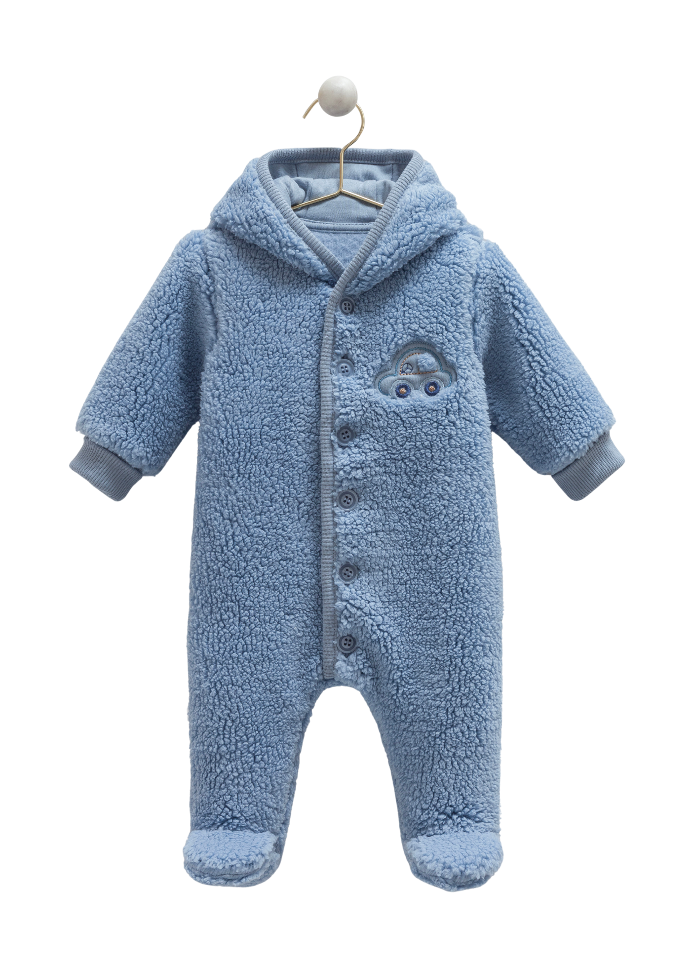 Combinezon Albastru din Plus cu Gluga si Nasturi TE2108 Mell Sweet BabyV