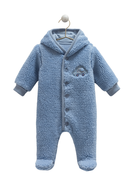 Combinezon Albastru din Plus cu Gluga si Nasturi TE2108 Mell Sweet Baby