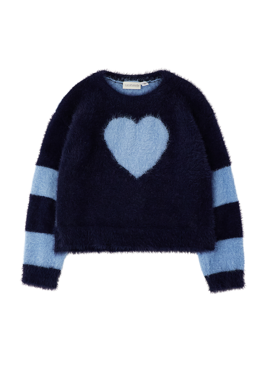 Bluza Tricotata Bleumarin cu Inima pentru Fete 0.H328/00 – Sarabanda