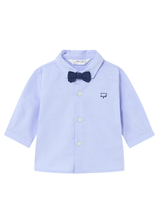 Блакитна сорочка з довгим рукавом і синім метеликом для хлопчика 1196 Mayoral