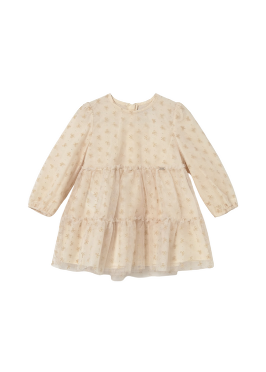 Rochie din Tulle  Crem cu Maneca Lunga Mayoral