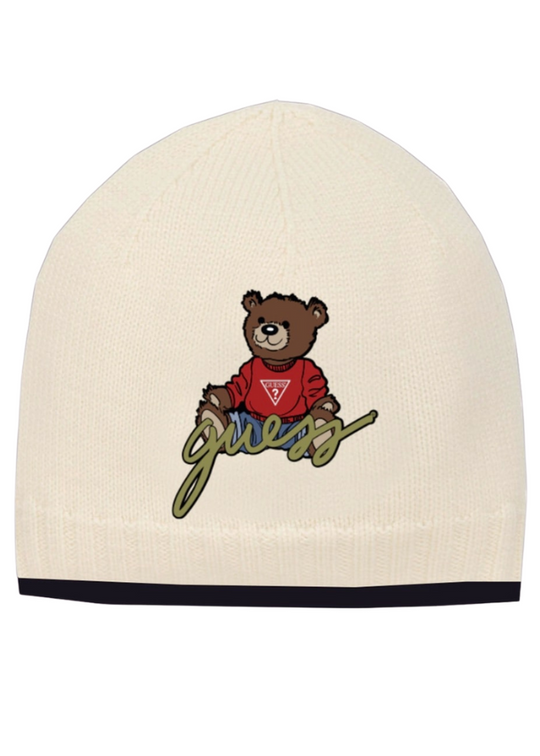 Cream Knitted Fes with Bear H4BZ09 Z2QP0 G012 Guess