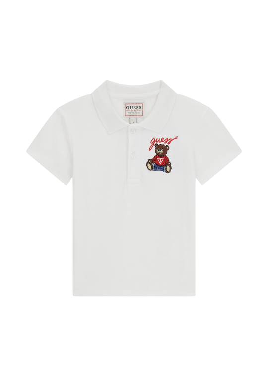 Tricou Polo Alb cu Urs N6RP02 KADZ4 G011 Guess