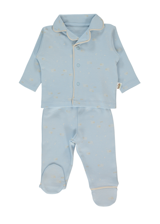 Pijama Bleu cu Imprimeu Oite F1448 Bebetto