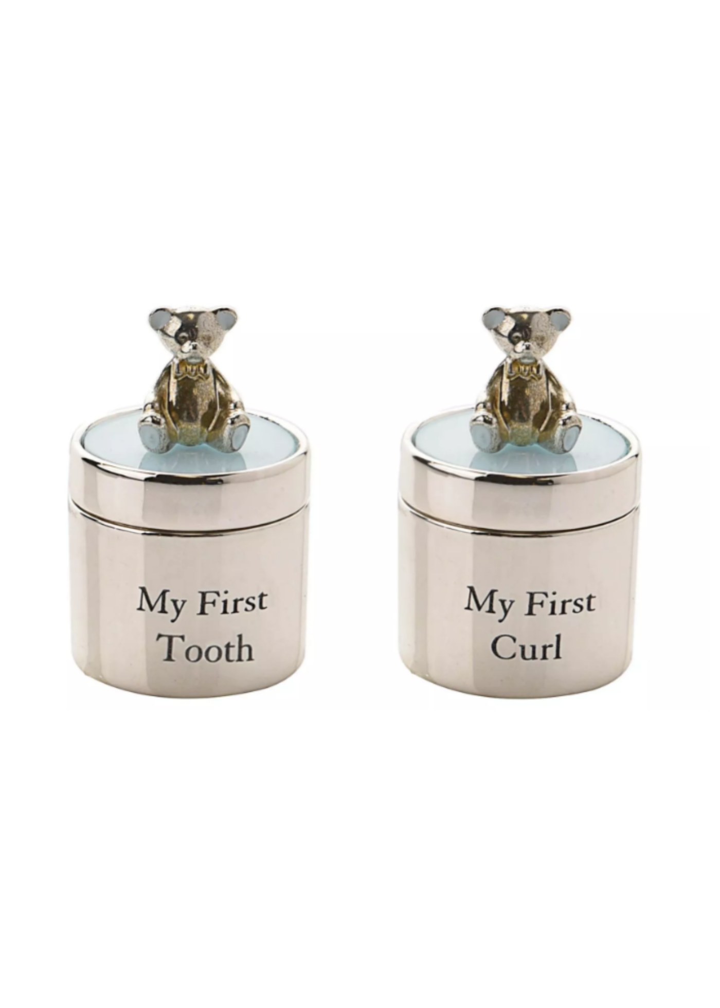 Set 2 Casete Argintate Prima Suvita si Primul Dintisor Bleu cu Urs CG532B Bambino by Juliana