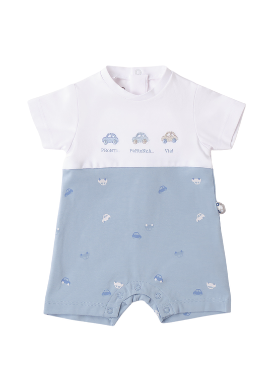 Salopeta Scurta Alb cu Bleu cu Masini 4.062/00 iDO