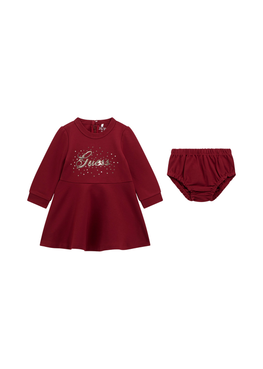 Rochie Rosie cu Maneca Lunga cu Paiete Aurii si Chilotel A5BK04 KAE30 G5A9 Guess