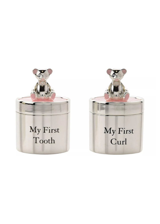 Set 2 Casete Argintate Prima Suvita si Primul Dintisor Roz cu Urs CG532P Bambino by Juliana