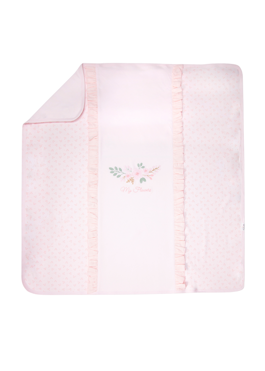 Paturica cu Volanase si Broderie Florala Roz pentru Fetite B892 – Bebetto