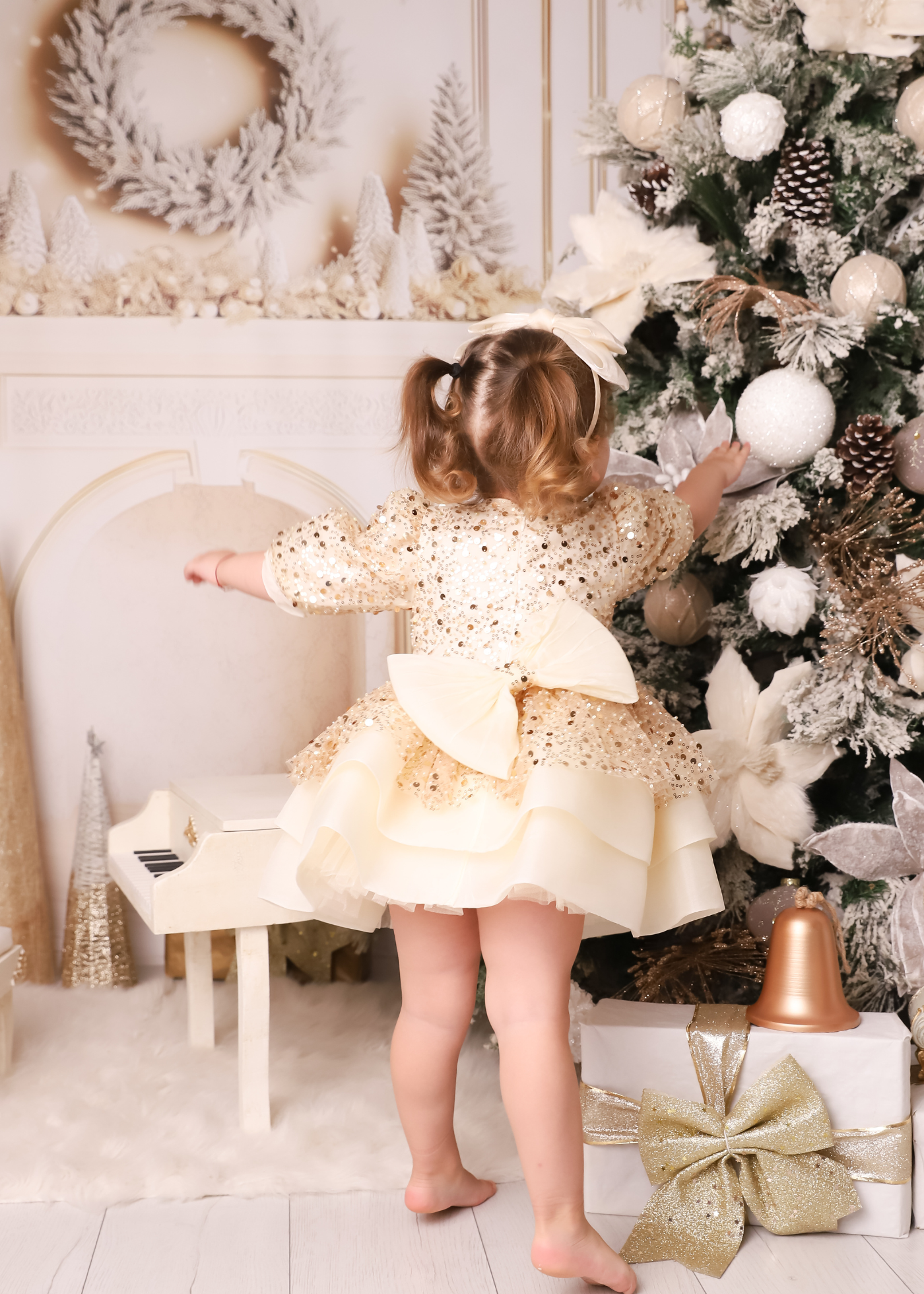 Lucia Tull Cappuccino Dress With Gold Sequins AnneBebe