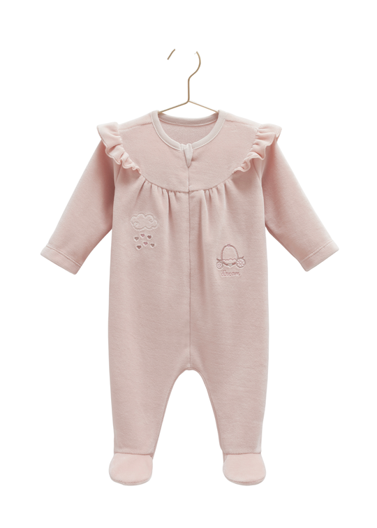 Salopeta Lunga Roz Pudra Velur cu Fermoar TK2141 Mell Sweet Baby