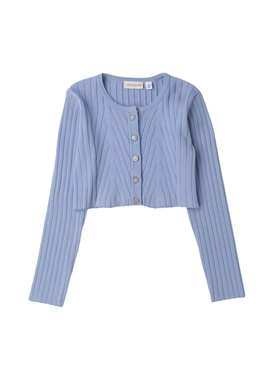Cardigan Tricotat Bleu cu Nasturi Bijuterie 0.G240/00 Sarabanda