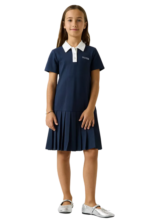 Rochie Polo Bleumarin cu Guler Alb pentru Fete J6YK03 – Guess