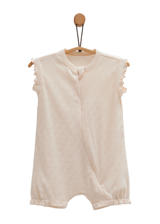 Salopeta Scurta Somon Bumbac Perforat cu Fermoar Move Girl TK1680 Mell Sweet Baby