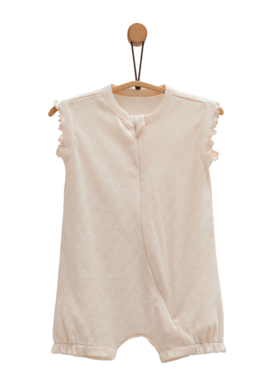 Salopeta Scurta Somon Bumbac Perforat cu Fermoar Move Girl TK1680 Mell Sweet Baby