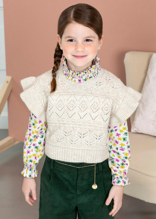 Vesta Casual Tricotata Fete Bej 5867 Abel & Lula