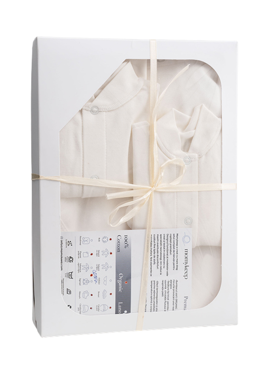 Set 10 Piese Prematuri Crem din Bumbac Organic MOM-013 Momykeep
